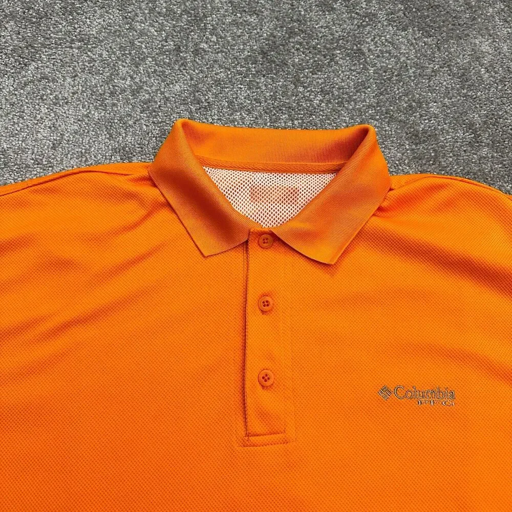 Columbia PFG Omni Shade Perfect Cast Polo Shirt Mens Orange Short Sleeve Fishing